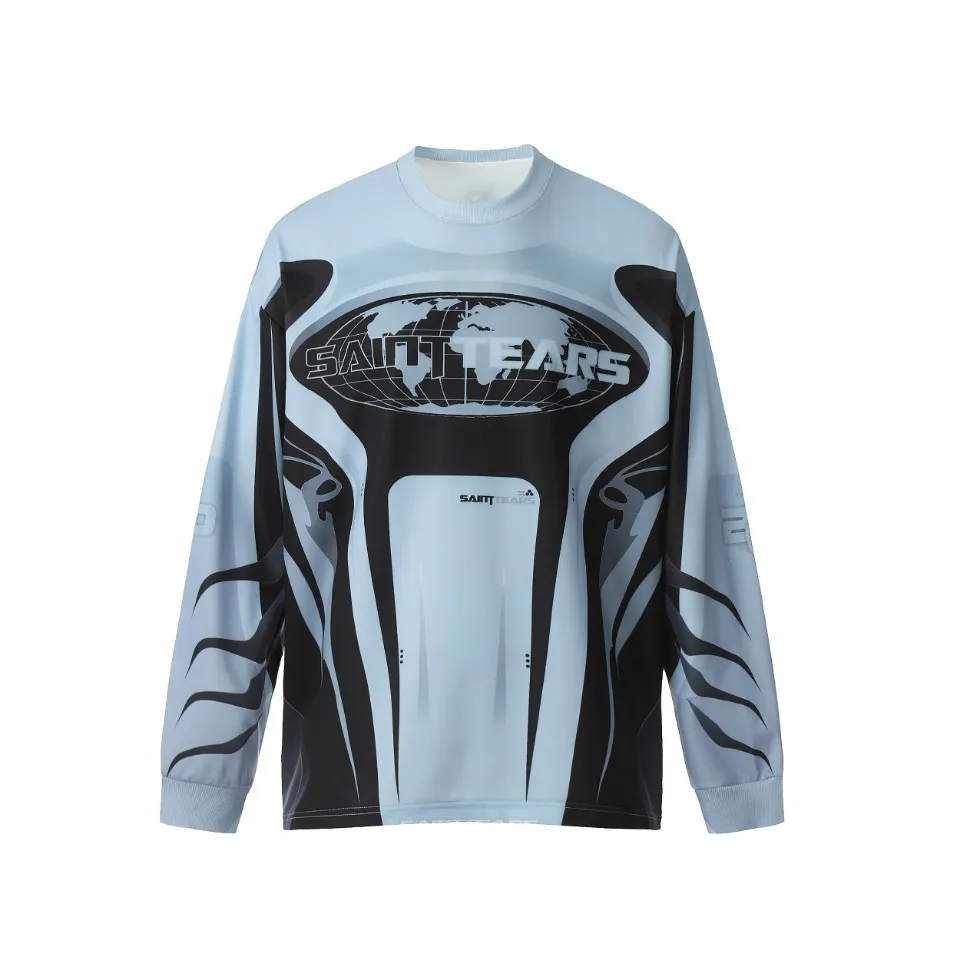Saint michael tears all-over printed long-sleeved vintage autumn and winter T-shirt Style number: 113 Size: M L XL Wholesale price: 136 Color: white gray blue
